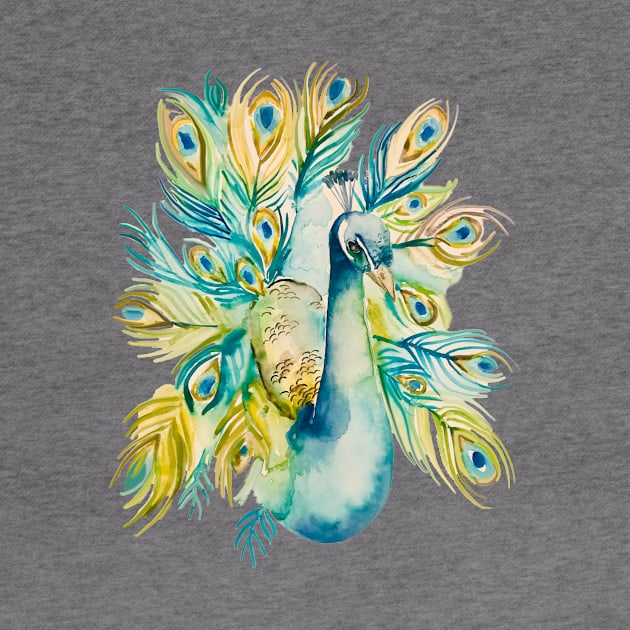 Stunning Watercolor Peacock by SariahCeleste